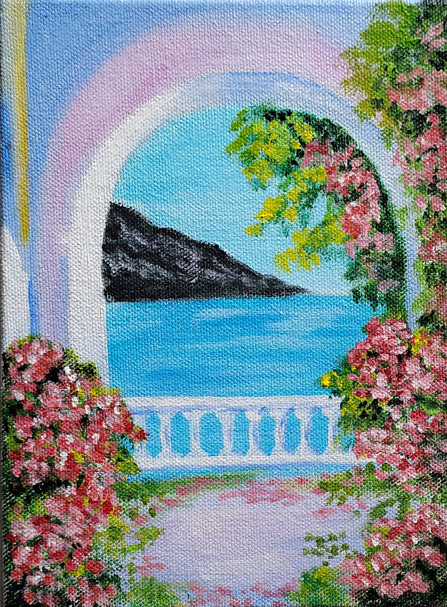 Floral Balcony with Curved Arches