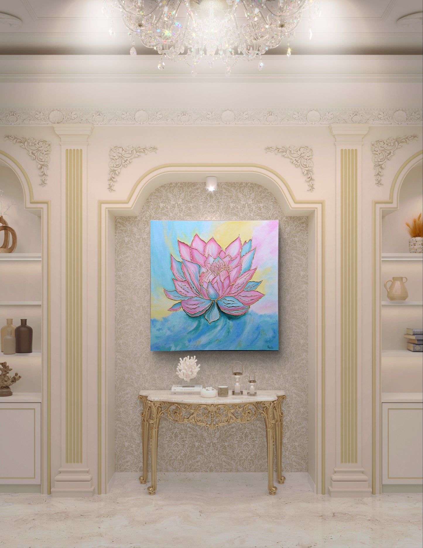 Radiant Lotus: A Gold Leaf Awakening"