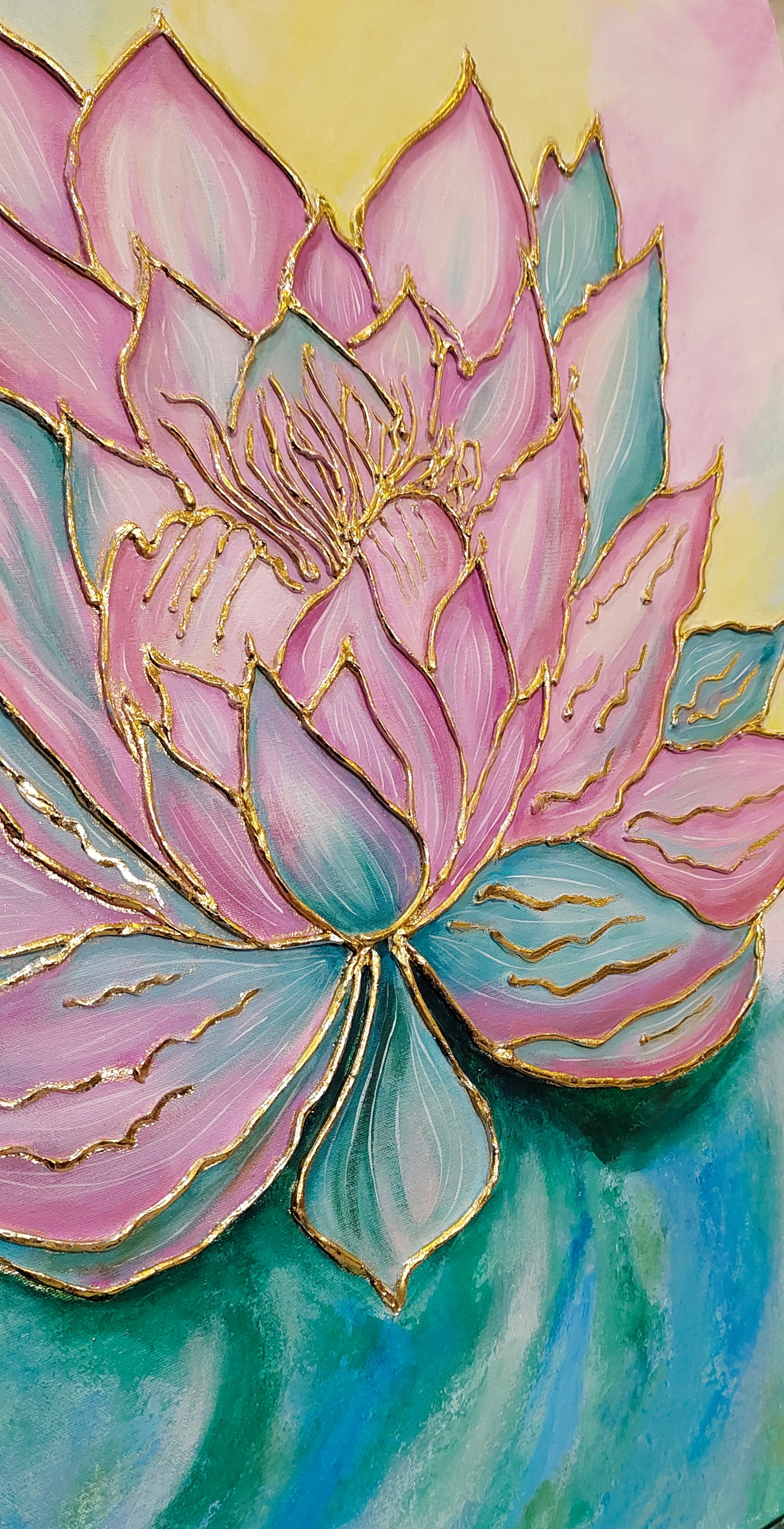 Radiant Lotus: A Gold Leaf Awakening"