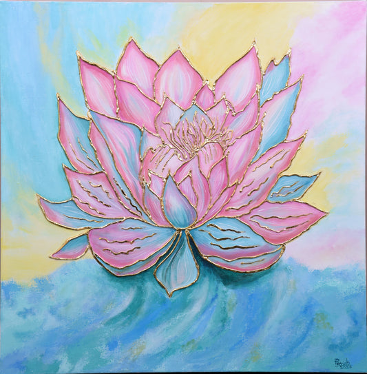 Radiant Lotus: A Gold Leaf Awakening"